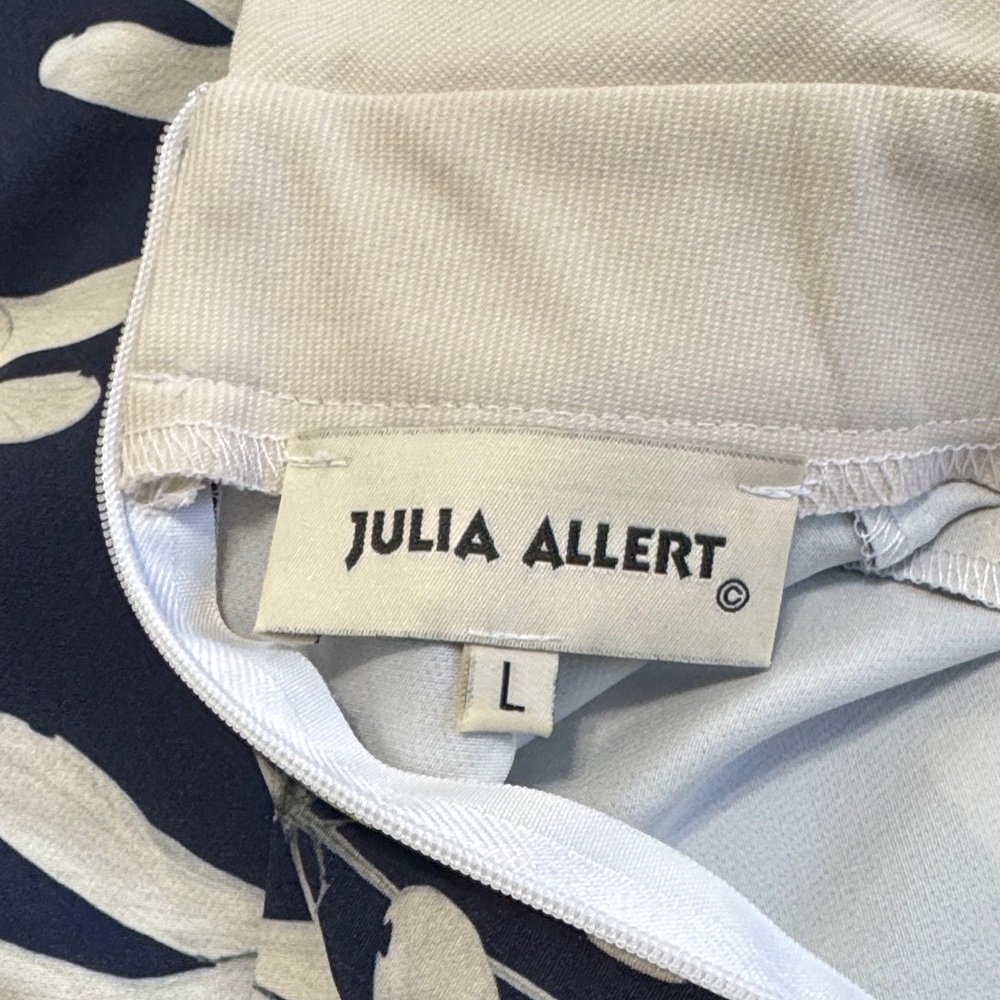 Julia Allert Beige and Navy Dragonfly Midi Dress
